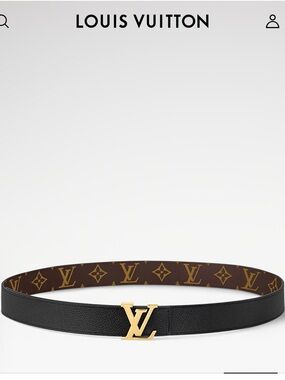 Louis Vuitton Black & Brown Monogram Reversible Belt with Gold LV Buckle